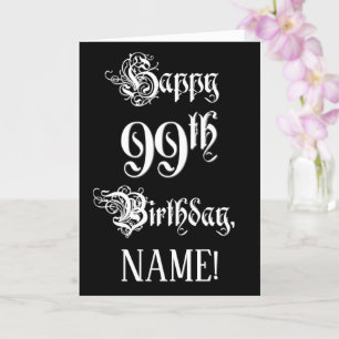 99e verjaardag: Fancy, elegant script + aangepaste Kaart