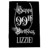 99e verjaardag: Fancy, elegant script + aangepaste Medium Cadeauzakje (Voorkant)