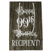 99e verjaardag: Fancy, Faux Wood Kijk + Aangepaste Medium Cadeauzakje (Achterkant)