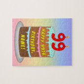 99e verjaardag: Fun Cake and Candles + Custom Name Legpuzzel (Horizontaal)