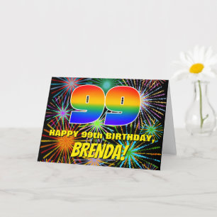 99e verjaardag: Fun, kleurrijk gevuurwerk Kaart