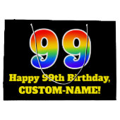 99e verjaardag ~ Leuk, Kleurrijk, Levendig, Regenb Groot Cadeauzakje (Achterkant)