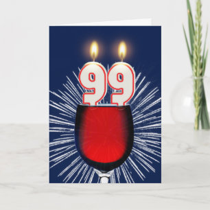 99e verjaardag met wijn en kaarsen kaart
