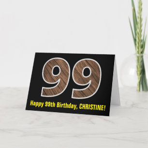 99e verjaardag: Naam + Faux Wood Grain Patroon "99 Kaart
