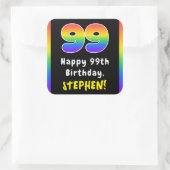 99e verjaardag: Regenboogspectrum # 99, Aangepaste Vierkante Sticker (Tas)
