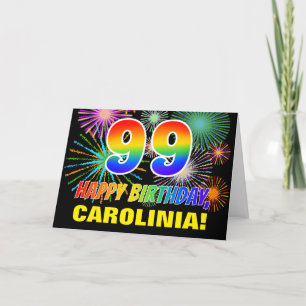 99e verjaardag: Vet, Plezier, Vuurwerk, Regenboog Kaart
