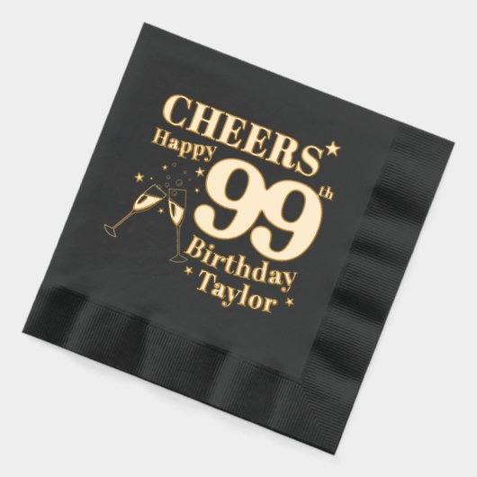 99e verjaardag viert champagneglazen folie servetten (Links)