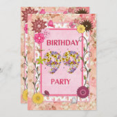 99e verjaardagsfeestje met bloemenfeest lijst kaart (Voorkant / Achterkant)