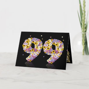 99e verjaardagskaart met bloemrijke letters kaart