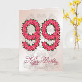 99e verjaardagskaart met rozen en bladeren kaart (Gele Bloem)