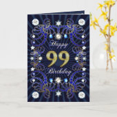 99ème anniversaire carte avec des masses de bijoux (Fleur jaune)