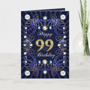 99ème anniversaire carte avec des masses de bijoux