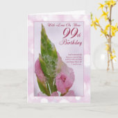 99ème Anniversaire Carte Avec Fleur Rose Et Glace (Fleur jaune)