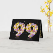 99ème anniversaire carte avec lettres fleuries (Fleur jaune)