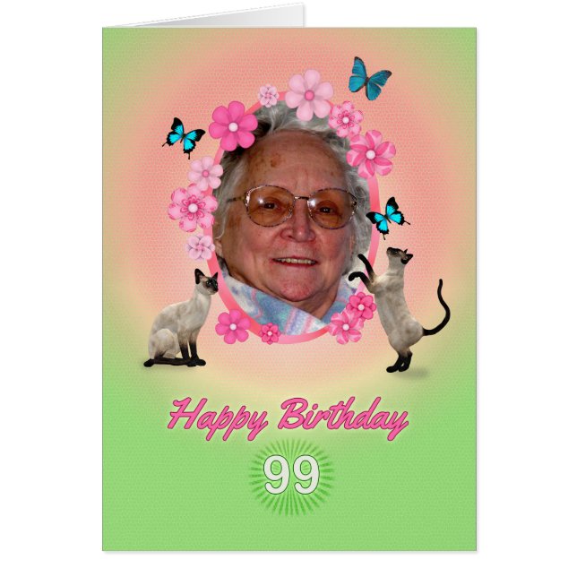 99ème carte photo avec chats et papillons, (Devant)