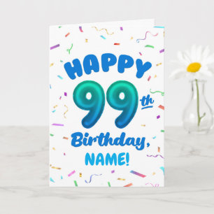 99ste ballon nummer aangepaste naam verjaardagskaa kaart