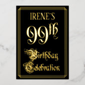 99ste verjaardagsfeest — Fancy Script & Aangepaste Folie Uitnodiging (Voorkant)