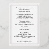 99th Birthday Party — Elegant Script + aangepaste  Folie Uitnodiging (Achterkant)