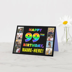 99th Verjaardag: Regenboogtekst, Aangepaste foto's Kaart