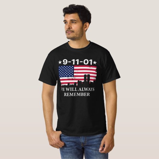 9-11-01 We zullen het altijd onthouden T-shirt (Voorkant volledig)