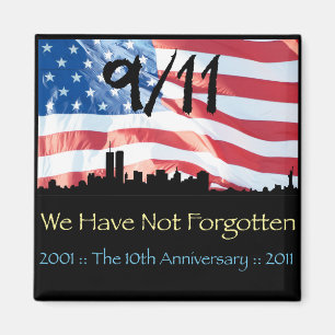 9/11 10e Jubileum WTC en de vlag Magneet