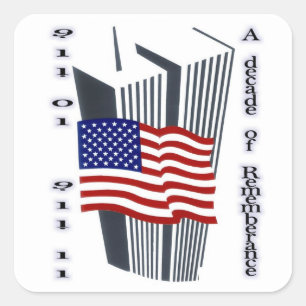 9-11 Herdenking op 10e Jubileum Vierkante Sticker