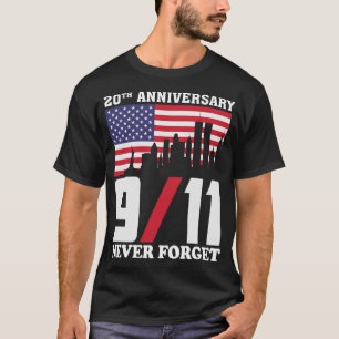9 11 Memorial 20th Jubileum Vergeet nooit T-shirt