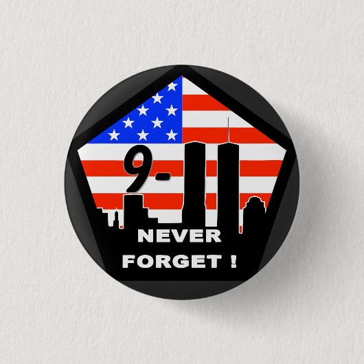9/11 nooit vergeten! ronde button 3,2 cm (Voorkant)