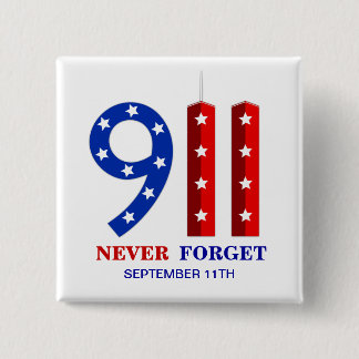 9/11 september 11 - Nooit vergeten - WTC-spellen Vierkante Button 5,1 Cm