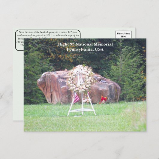 9/11 Vol 93 Carte postale commémorative nationale (Devant / Derrière)