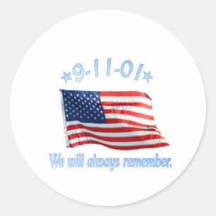 9-11 We zullen het altijd onthouden Ronde Sticker