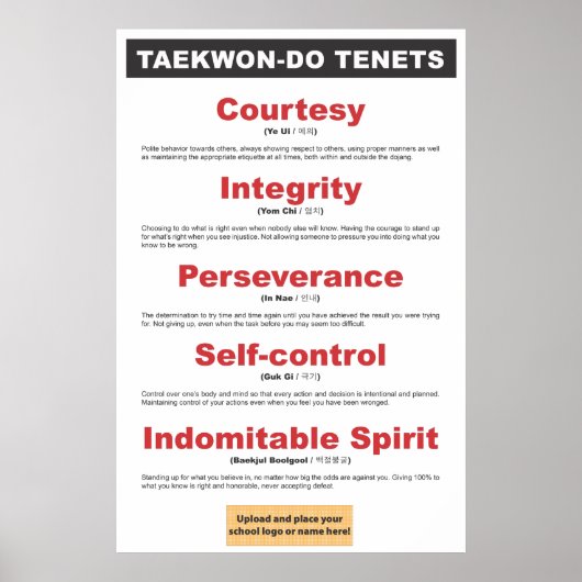 9-3  Taekwon-Do Poster Tenets (Voorkant)