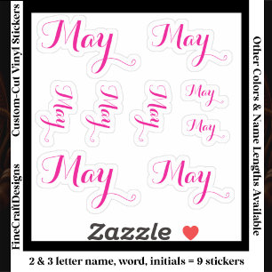 9 Aangepaste naam woord, 2-3 letters Elegant scrip Sticker