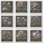 9 Aangepaste namen van gastenlijsten Flowers Antie Sticker (Voorkant)