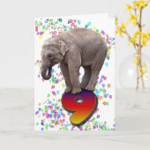 9 ans, une carte d'anniversaire d'éléphants heureu (Fleur jaune)