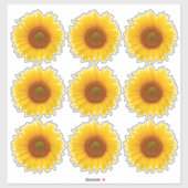 9 Autocollants Kiss-Cut Fleur de Tournesol Jaune O (Feuille)