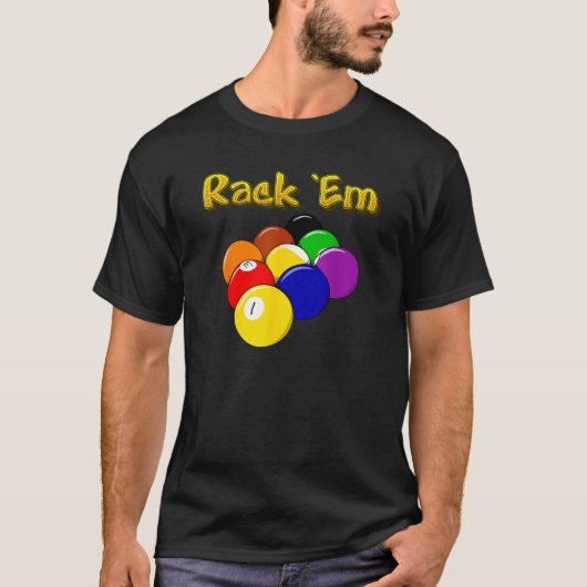 9 Ball Rack Em T Shirt Biljart Pool Tafelspel F (Voorkant)