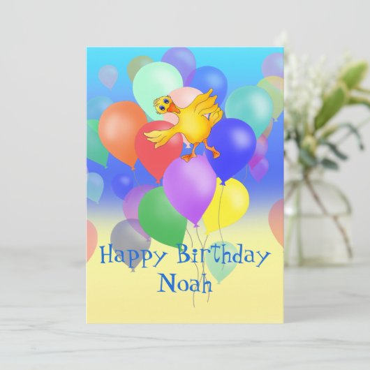 9 Ballonnen Verjaardagsgedicht van The Happy Juul Kaart (Staand voorkant)