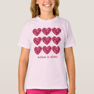 9 Birthday Girl hoort aangepaste naam roze Camo T-shirt