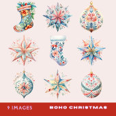 9 Boho Christmas Custom-Cut Vinyl Sticker