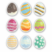 9 Colorful Easter Eggs Scrapbook-Stickers Sticker (Voorkant)