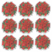 9 Crush Proof Poinsettia Gift Wrap Bows 4 Mailing Sticker (Voorkant)