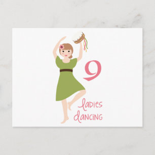 9 Dames dansen Briefkaart