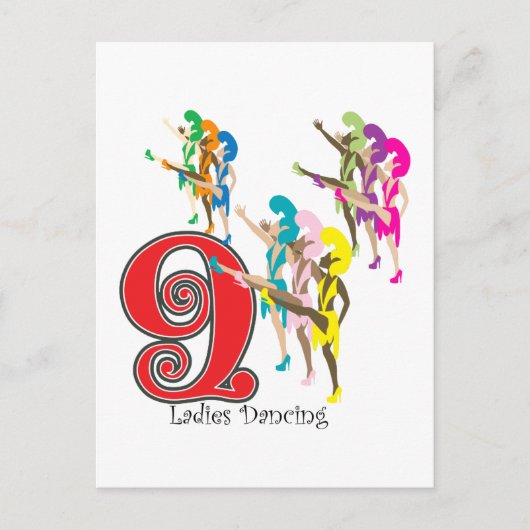 9 Dames dansen Briefkaart (Voorkant)
