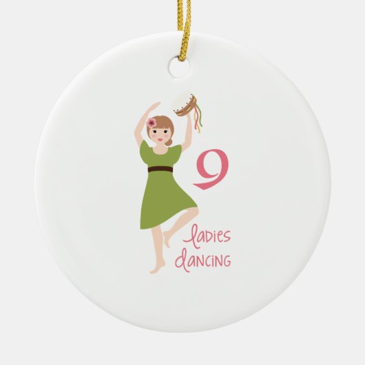9 Dames dansen Keramisch Ornament (Voorkant)