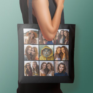 9 Foto Collage Aangepaste Initiaal Kleur Achterkan Draagtas