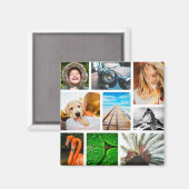 9 Foto Collage Magnet Sjabloon White omgeven Magneet (Voorkant / Achterkant)