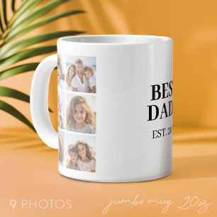 9 foto collage met beste papa en jaar extra grote beker