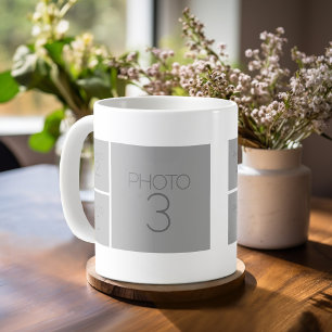 9 foto collage met optionele achtergrondkleur koffiemok
