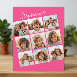 9 Foto Collage - Modern Raster op Roze Achtergrond
